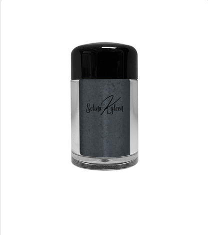 Selina Kyleen black powder jar with black lid on white background